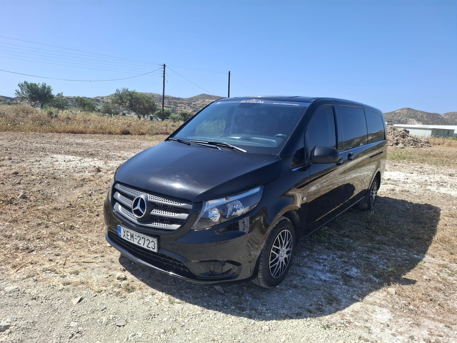 Black Mercedes-Benz Vito minivan used for Milos transfers