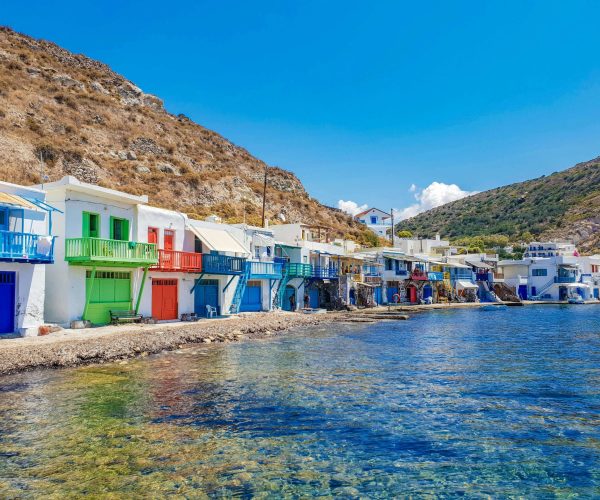 The colourful syrmata boat houses of Klima on Milos